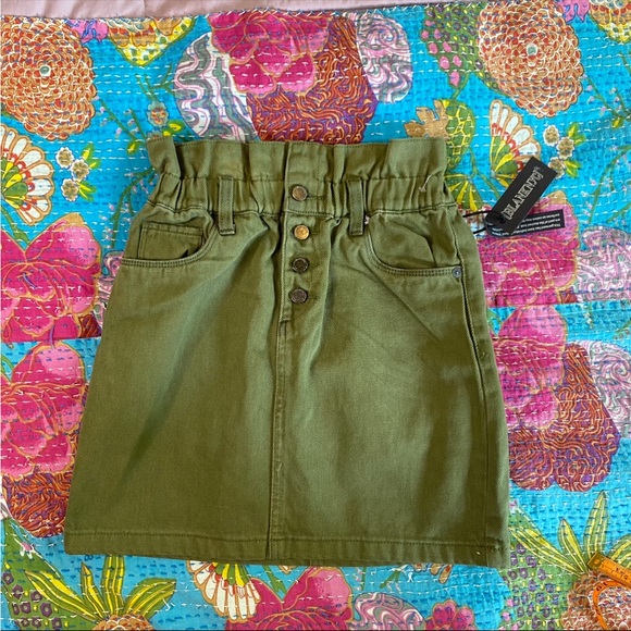 NWT BLANKNYC DENIM Olive Twill Skirt In Lawn Party - Picture 4 of 9